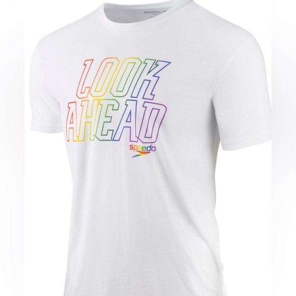 3 for $20 Speedo White Look Ahead Pride T-Shirt Small - Picture 1 of 9
